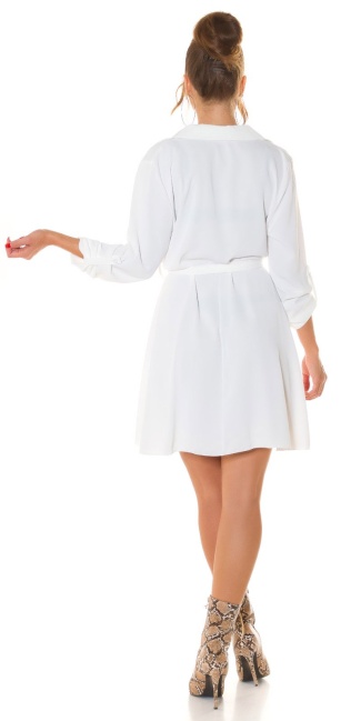 langmouw mini jurkje met riem wit